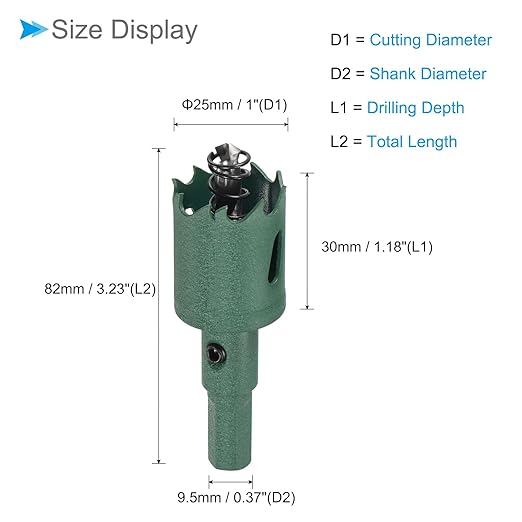 Bi-Metal Hole Saw, 25mm 1 Inch Dia Hole Saw, High Speed Steel Cutter - (Applications: for Wood Brass Zinc), 1-Pieces