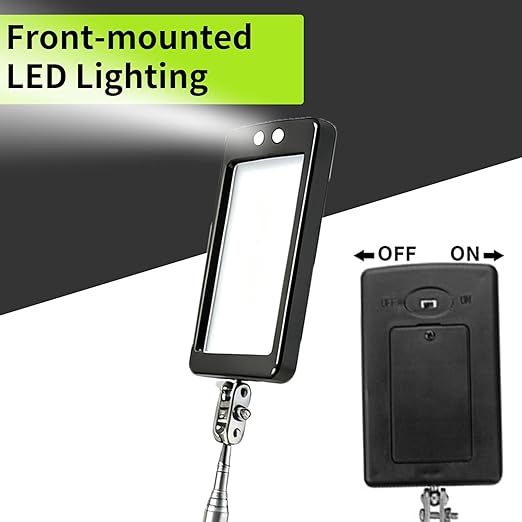 Telescoping Magnetic Pickup Tool Set, 2Pcs Round and Square Inspection Mirror Telescoping with LED Lights, 2Pcs Magnet Stick Best Gadgets Gifts for Men (Black, 6 Pack)