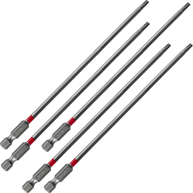 T15 x 6" Torx/Star Drive Quick Change Shank Bit for Screws and Fasteners Requiring T15 (T-15 Size Long Bits (5 Pack)