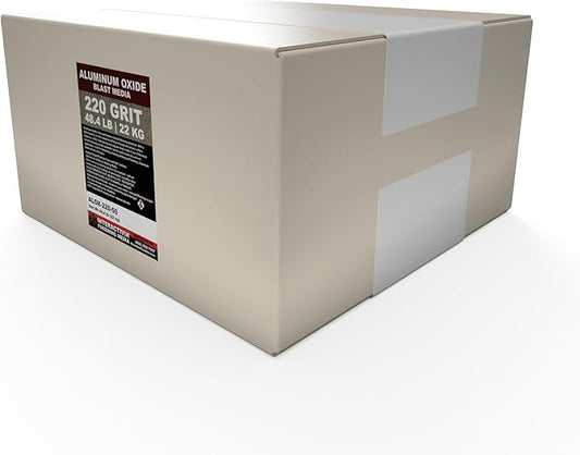 #220 Aluminum Oxide - 50 LBS or 22 kg - Ultra Fine Premium Long-Lasting Sand Blasting Media, High Abrasive Force Sand Blaster Sand for Metal, Glass, Stone or Wood, Sandblasters, Blasting Cabinet