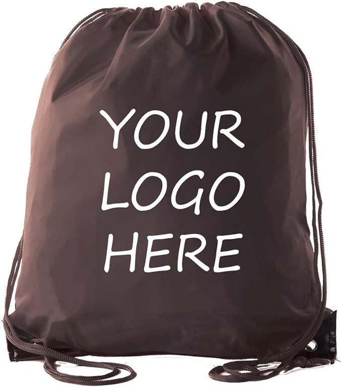 Mato & Hash Custom Bags With Your Logo | 50PK Promotional Drawstring Backpack - 50PK Brown CE2500