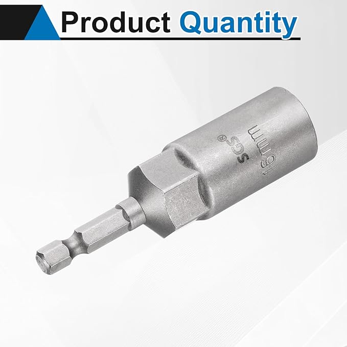 HARFINGTON Nut Driver Drill Bit 16mm Metric Socket 1/4" Hex Shank 3.15" (80mm) Long 6-Point Sockets Quick Change CR-V Steel Bolt Setters for Power Drill Drivers