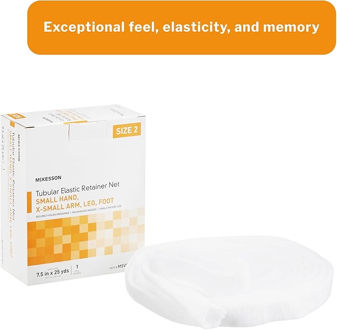 McKesson Tubular Elastic Retainer Net Dressing, Non-Sterile, Hand, Arm, Leg, Foot, Size 2, 7 1/2 in x 25 yd, 1 Count, 1 Pack