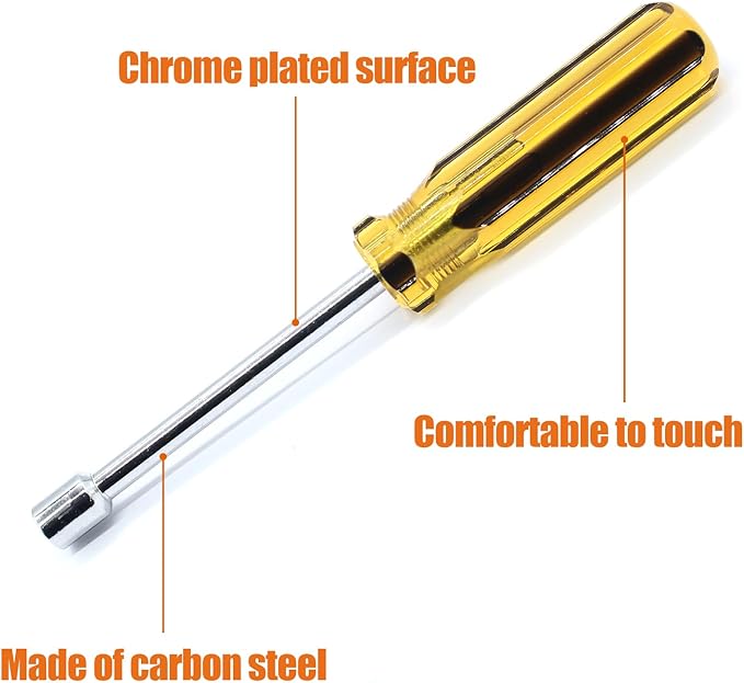 2Pcs 8mm Socket Wrench Screwdriver, Hexagon Nut Driver with Steel Cushion Grip for Easy Hand-Making and Repair Projects