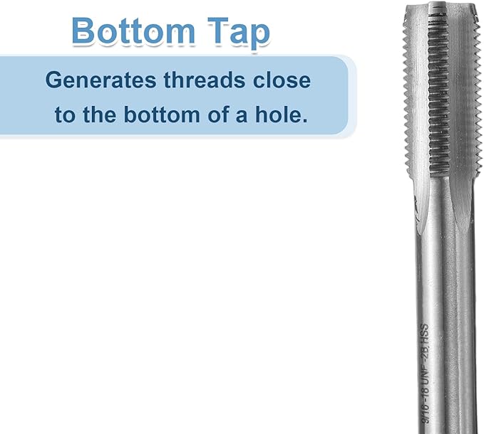 uxcell Hand Bottom Tap 9/16-18 UNF 2B Thread Bottoming Style Threading Taps High Speed Steel HSS6542 Straight Flutes Screw Tapping Tool