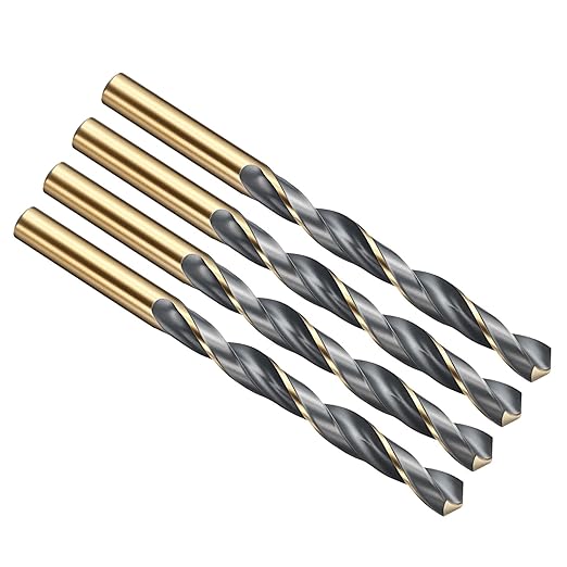 PATIKIL 8.5mm Drill Bit, Jobber Straight Shank 4341 High-Speed Steel 118째 Black and Gold Finish for Medium-Hard Metal Steel Acrylic - 4 Pack