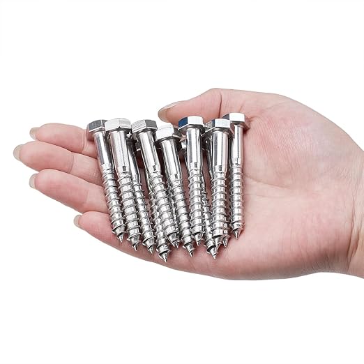 25 Pcs M8x2.36 Inch Lag Bolts 304 Stainless Steel 18-8 Exterior Use Lag Screws for Commercial Outdoor Facilities Mall Outdoor Display Racks Supermarket Outdoor Sheds