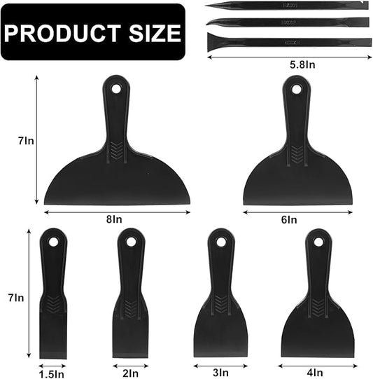 Murtenze 12PCS Plastic Putty Knife Set, Multipurpose Spackle Knife, Scrapers, 3D Printing, Wallpaper, Drywall, Polypropylene Handle