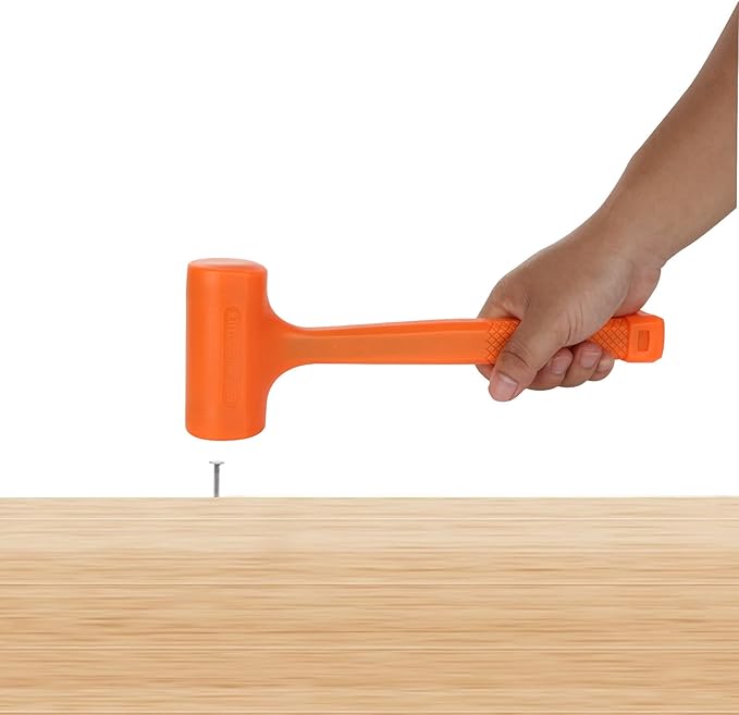 Acrux7 Dead Blow Hammer Set of 2 Pcs 1Lb Neon Rubber Orange Mallet Hammer with Non-Marring Rubber Coating, Dead Blow Ball Peen Hammer, Checkered Grip, Spark and Rebound Resistant