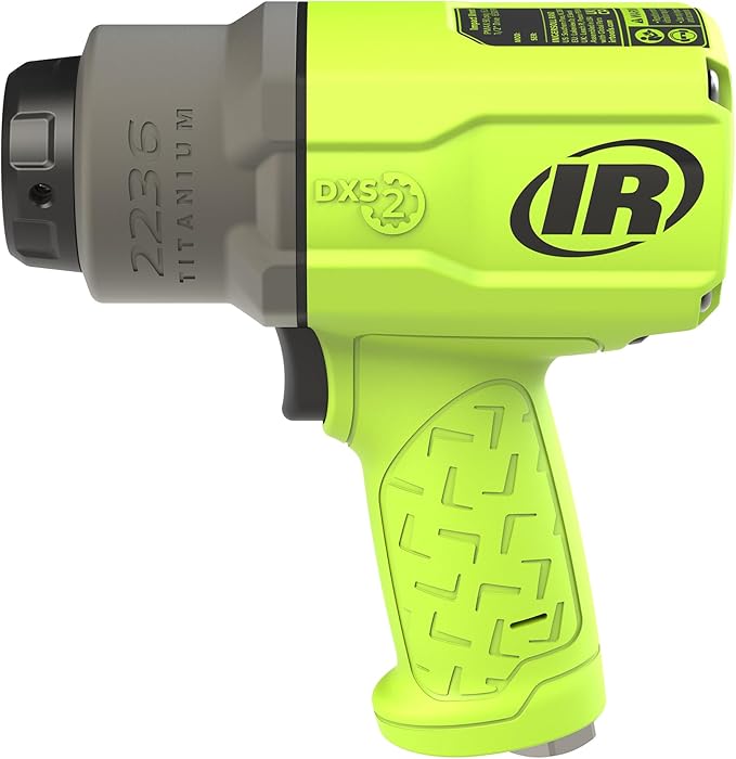 Ingersoll Rand 2236QTIMAX-G DXS2 1/2" Air Impact Wrench, Quiet, 1500 ft-lb Torque, Titanium Hammercase, Friction Ring Retainer, Green