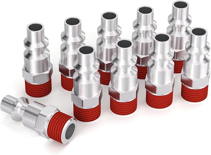 GASHER 3/8 Inch Body Size, M-Type Plug, 3/8 Inch Male Pneumatic Plugs(10-Pack)