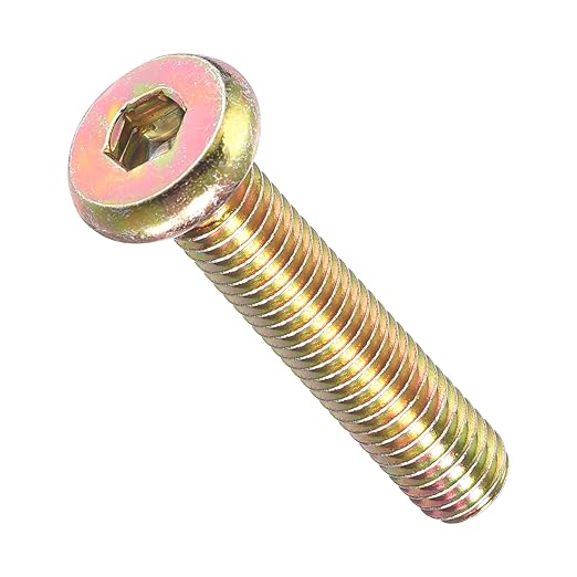 METALLIXITY Flat Head Hex Socket Cap Screws Bolts(M6-1x30) 5Pcs, Steel Hex Socket Furniture Bolts Screws - for Furniture Woodworking Project, Yellow
