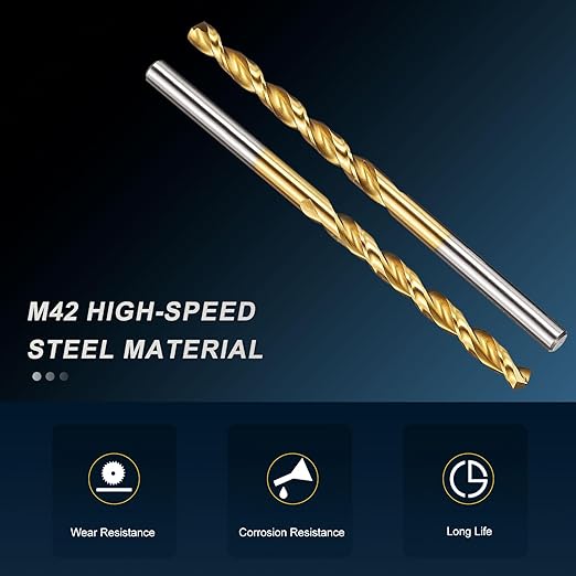 PATIKIL 4.5mm Drill Bit, M42 8% Cobalt High-Speed Steel Jobber Straight Shank 135° Titanium Nitride (TiN) Coated for Hard Metal Stainless Steel - 1 Pack
