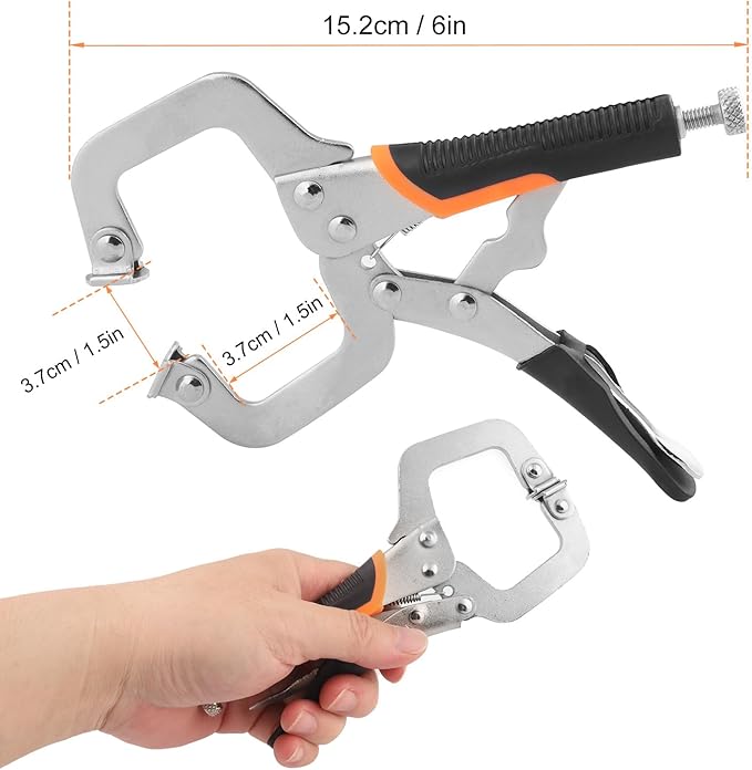 6 Pack 6 Inch C Clamp Locking Pliers,Locking C Clamp With Non-Slip Rubber Grip, Adjustable Nickel Plated C Pliers for Wood Working, Welding, Electrician Maintenance and More, by GENHAKON