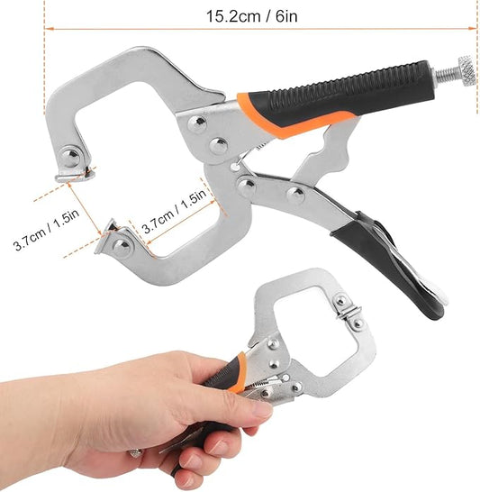 6 Pack 6 Inch C Clamp Locking Pliers,Locking C Clamp With Non-Slip Rubber Grip, Adjustable Nickel Plated C Pliers for Wood Working, Welding, Electrician Maintenance and More, by GENHAKON