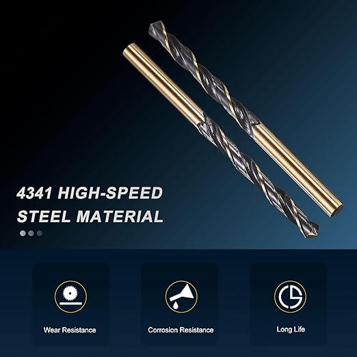 PATIKIL 6mm Drill Bit, Jobber Straight Shank 4341 High-Speed Steel 118째 Black and Gold Finish for Medium-Hard Metal Steel Acrylic - 6 Pack