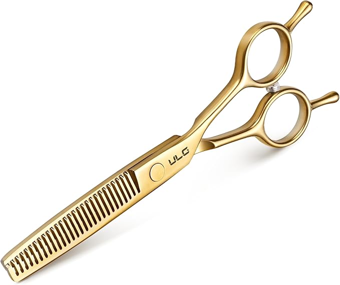 ULG Professional Texturizing & Thinning Shears - 6.5?쇺?Hair Cutting Scissors, Ultra Sharp Japanese Stainless Steel, Ambidextrous Ergonomic Handle for Barbers, Stylists, Salon & Home Use, Gold