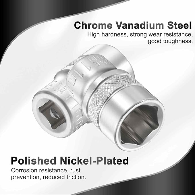 HARFINGTON 6 Points Deep Socket 1/4" Drive 11mm Deep Metric CR-V Steel Polished Nickel Plating Flip Sleeve 25mm / 1" Extra Long Socket Tool for Home Auto Nuts Bolts Repair