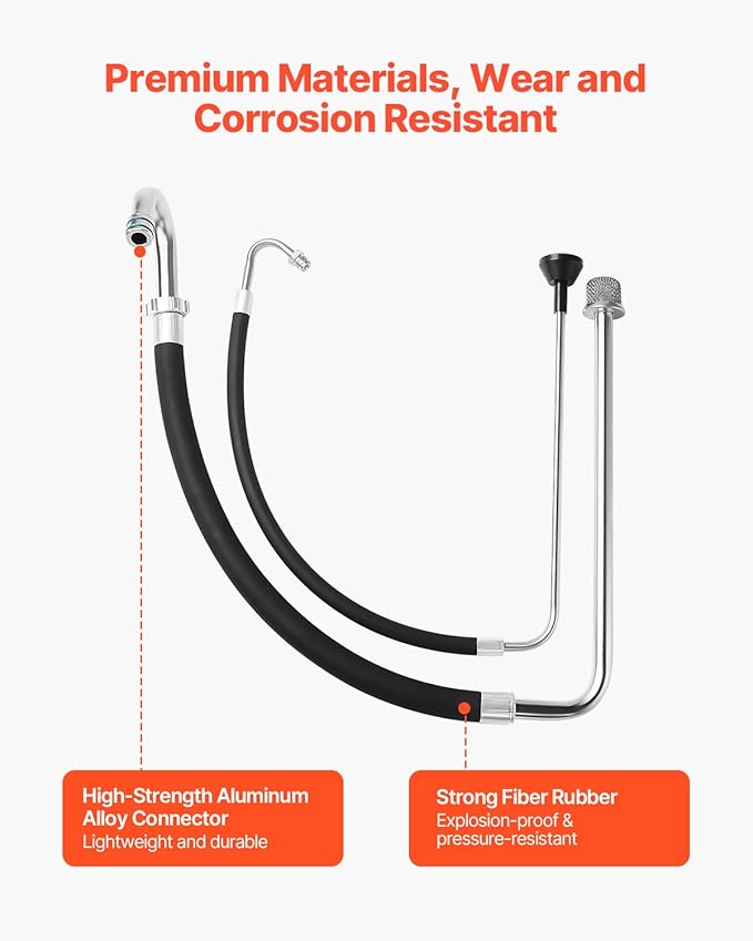 VEVOR Suction Hose Tube and Reflux Line Sets, Aluminum Alloy an Rubber Suction Hose and Reflux Line Set, Paint Sprayers Tool Part, Compatible with Multiple Airless Spraying/Line Painting Machine