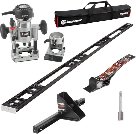 Trend Ultimate Door Installation Kit with Adjustable AnyDoor Jig (2'6" to 9'), T1 Plunge & Trim 쩌-Inch Router, Foot-Operated Lifter, Door Stand, and Professional Router Bit, H/JIG/D/B2