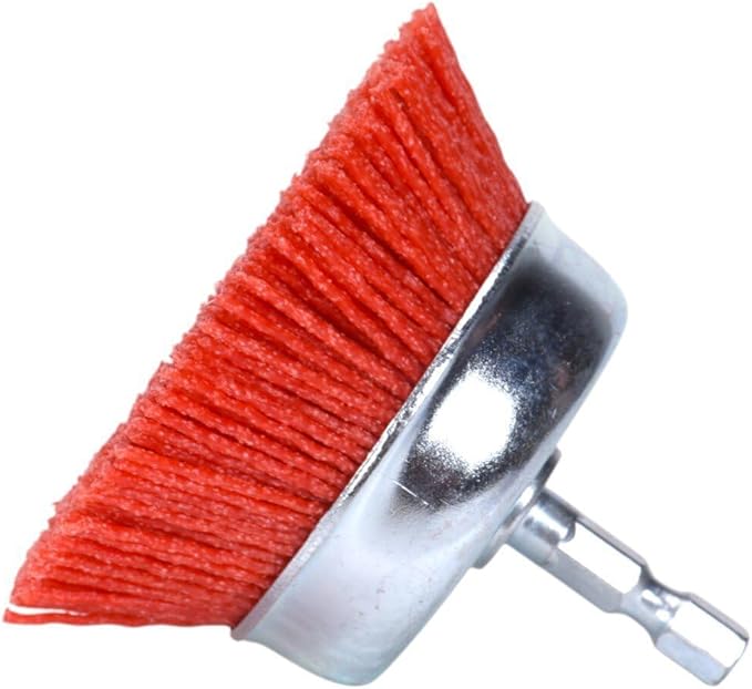 Century Drill & Tool 77231 3" Coarse Nylon End Brush, 80 Grit, 1/4" Quick Change Shank, 4,500 RPM - Nylon Bristles for Metal, Wood, Plastic, Masonry