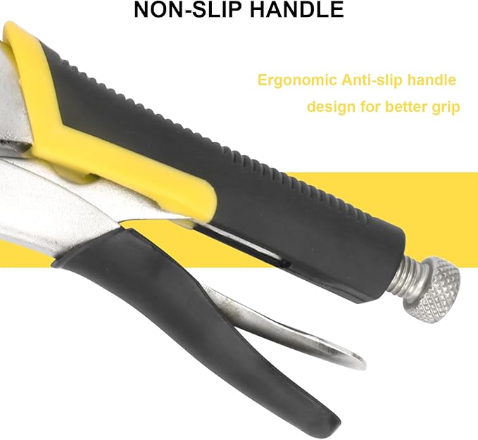 4 Pack 11 Inch C Clamp Locking Pliers,Locking C Clamp, Adjustable Nickel Plated C Pliers For Wood Working, Welding, Electrician Maintenance and more, by GENHAKON, Silvery