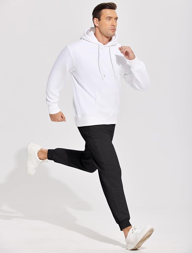 PINSPARK Men's Fleece Joggers with Zipper Pockets Tapered Sweatpants Cotton Sweat Pants for Mens Heavyweight Lounge Pants