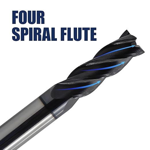 6 Pcs 3/16" Carbide Square End Mill, 4 -Flute TIALN Coated CNC Mill Bits for Steel, End Mills for Precision Milling Tasks