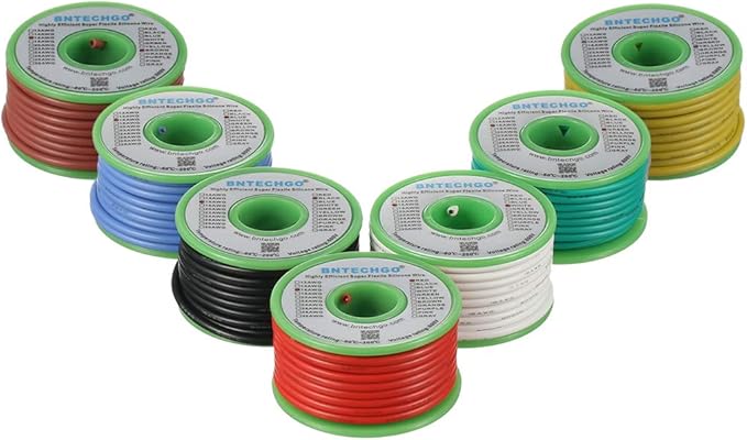 BNTECHGO 16 Gauge Silicone Wire Kit 7 Color Each 25 ft Flexible 16 AWG Stranded Tinned Copper Wire