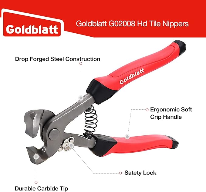 Goldblatt 2 Piece Glass Tile Nippers Set - Heavy Duty Wheeled Glass Mosaic Nipper & Hd Ceramic Tile Nipper, Tile Cutter Pliers Soft-grip Handle - Shapping Plier, Nipper Cutting Tools, Stone, Metal