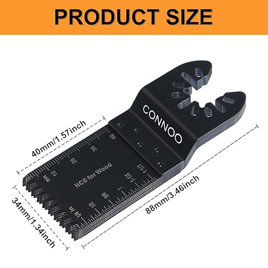 CONNOO 120 Pack Oscillating Saw Blades, Multitool Oscillating Tool Blades for Wood Metal Plastics, Japanese Long Teeth, Quick Release Multi Tool Blades Kits for Oscillating Tools