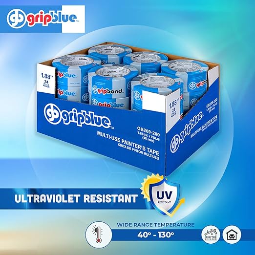Blue Painters Tape 2 Inch Wide, Bulk - 24 Rolls Masking Tape, ?쏱rofessional-Grade??- Yields Exact Lines on Walls & Trim, Multi-Surface, Residue-Free, Easy Removal ?밒ndoor & Outdoor Use, 1.88in x 60yds
