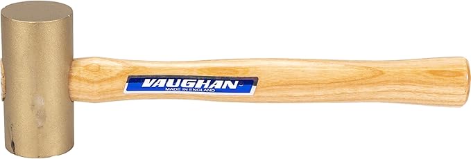VAUGHAN Solid Brass Mallet, Non Sparking Non Marring 3.75 Lbs Head, Hickory Handle, BM200, VN59316