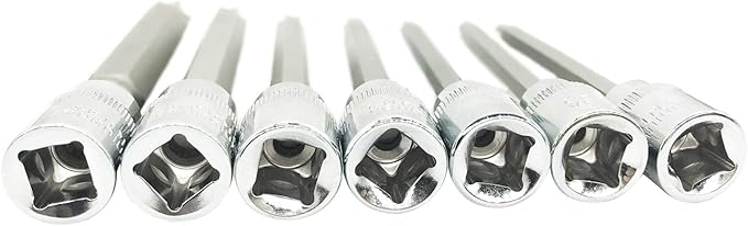 Extra Long Torx Star Bit Socket Set 7 Piece T25-T60 CR-V "3/8" Drive 110mm(Torx)