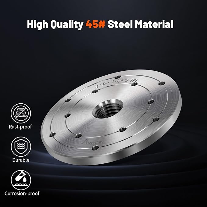 6" Steel Wood Lathe Faceplate,Faceplate for Wood Lathe,Lathe Face Plate Fit for 1-1/4" x 8TPI Spindle with Screwchuck