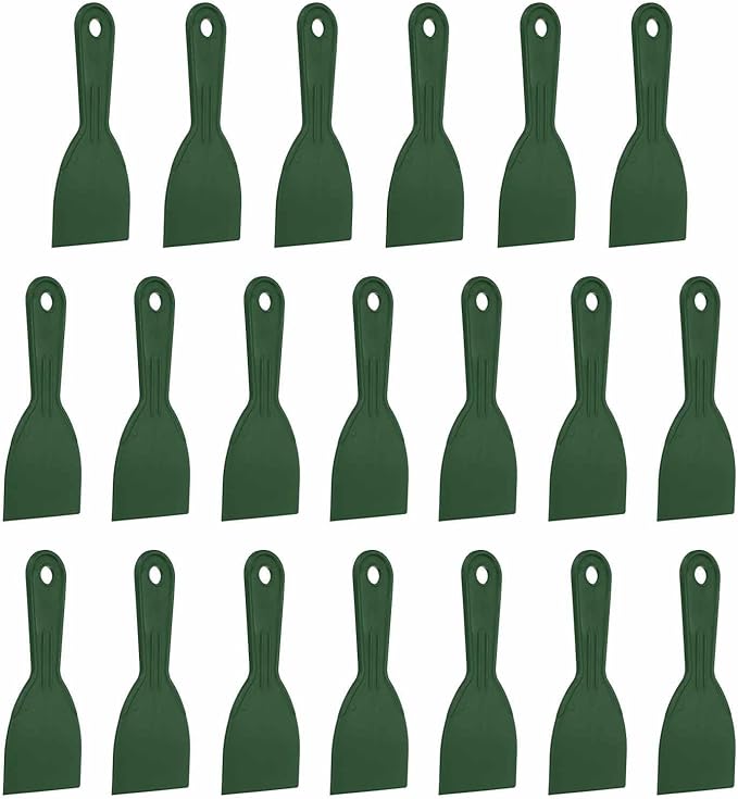 HARFINGTON 20pcs Putty Knife Scraper 3" Width Flexible Plastic Putty Knife Paint Scraper Tool for Taping Drywall Spreading Painting Wall Scratching Dark Green