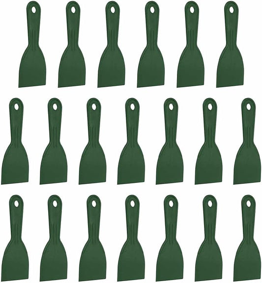 HARFINGTON 20pcs Putty Knife Scraper 3" Width Flexible Plastic Putty Knife Paint Scraper Tool for Taping Drywall Spreading Painting Wall Scratching Dark Green