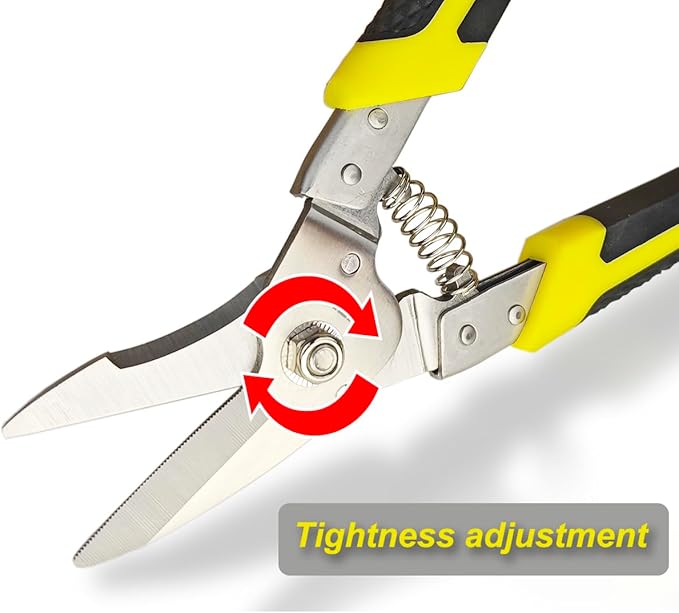 Heavy Duty Scissors 8.5 Inch, Straight Shears with Stainless Steel Blades and Comfort Grips, Metal Cutter for Cutting Branches, Cable Wires, Thin Iron