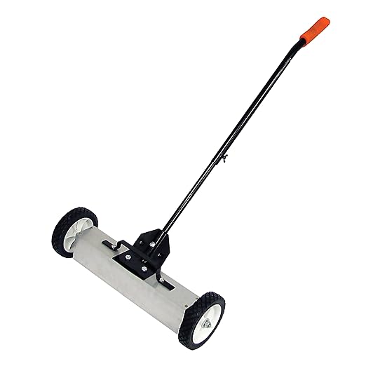 Master Magnetics Magnetic Sweeper with Wheels - Rolling Magnet Sweeper with Adjustable Handle - Powerful Magnetic Tool for Lawn and Shop Use - Pick Up Nails and Other Metal Debris - 18”