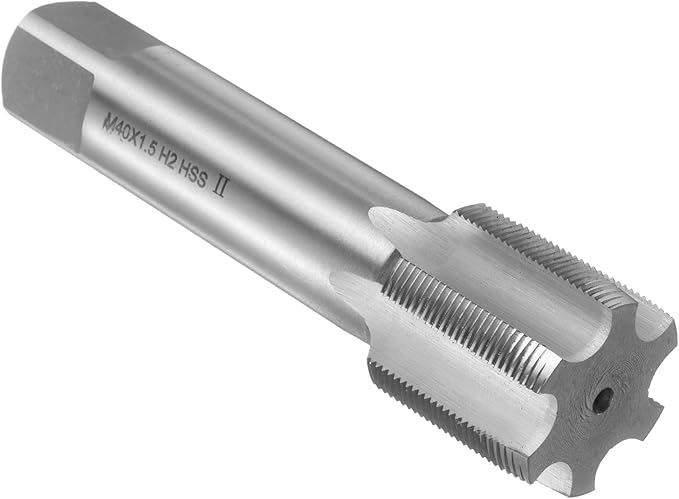 uxcell Hand Plug Tap M40 x 1.5 H2 Metric Thread Plug Style Taps Straight Flute Screw Tapping Threading Tool High Speed Steel HSS6542