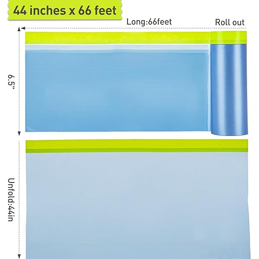 Pre-Taped Masking Film for Painting - 44" x 66' Painters Plastic Sheeting with Automotive Paint Tape and Drape for Covering Cars, Walls, Windows and Furniture Protection (1 Roll)