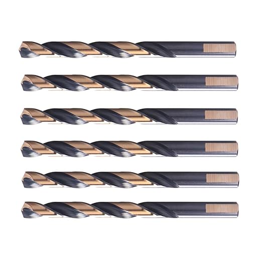 6PCS, 3/8", Black and Gold Finish,Drill Bits
