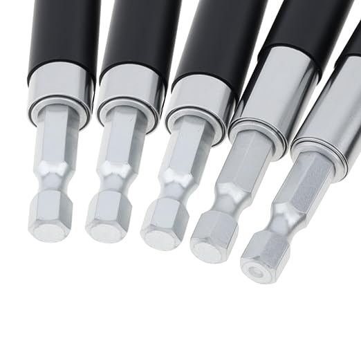 ChgImposs Drill Bit Holder Scalable 5PCS/Set, 3.15"/4.72"(80/120mm) Magnetic Drill Bit Extension, Adjustable Magnetic Screwdriver Bit Holders 1/4" Hex, Drill Extension Bit Holder