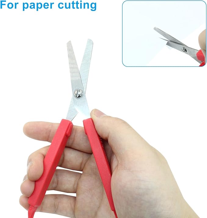 6Pcs Loop Grip Scissors, 7.7 Inch Colorful Adaptive Scissors, Self-Opening HoopScissors for Special Needs, Schools Teaching, Preschool（Yellow,Red, Blue）