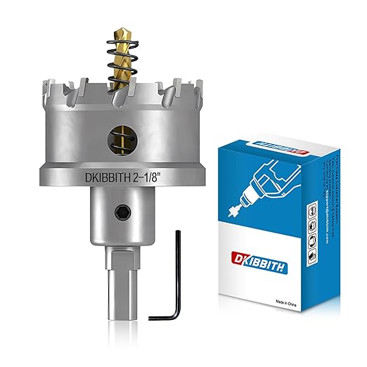 DKIBBITH TCT Hole Saw 2-1/8"(54mm) Heavy Duty Tungsten Carbide Tipped Hole Cutters for Stainless Steel, Copper, Iron, Brass, Plastic with Titanium-Plated Pilot Drill Bits.