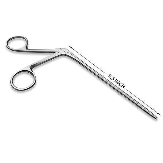 Precise ENT Procedures with Alligator Ear Forceps - Curved Jaw Design, Non-Slip Grip Handle, Fine-Tip, Reusable and Easy to Clean - 5.5 Inches
