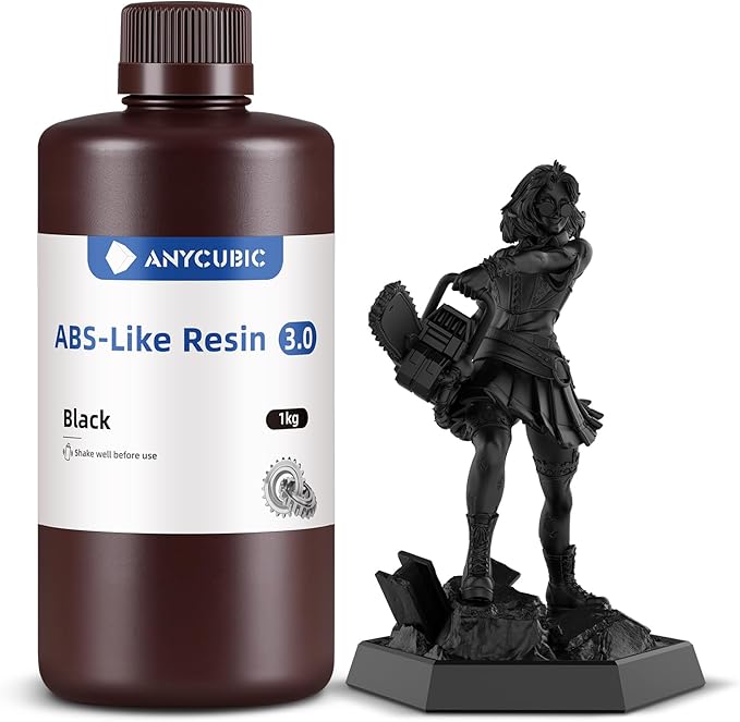 ANYCUBIC ABS-Like Resin 3.0, Upgraded 14K 3D Printer Resin with Enhanced Strength and Toughness, High Precision, Low Odor, Wide Compatibility for All LCD Resin 3D Printers (Black, 1kg)