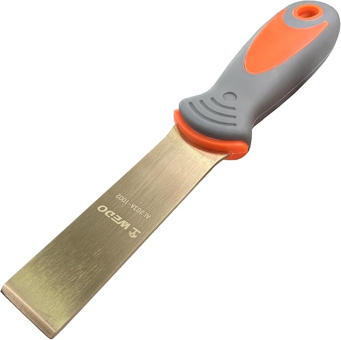 WEDO Non-Sparking Putty Knife 25mm(1??, Stiff Spark-free Safety Scraper Painter, Die-Forged, Corrosion Resistant, DIN Standard, Aluminum Bronze, 8??Length