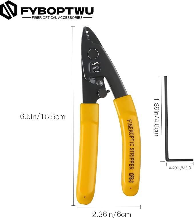 FYBOPTWU - 4 pcs CFS-3 Fiber Optic Stripper 3 Port Hole Fiber Optic Stripping Tool with 6" handle
