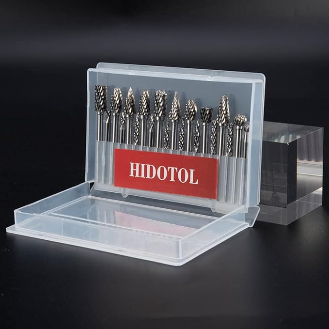 Carbide Burr Set 20PC 1/8" Shank ??3mm Tungsten Double Cut Carbide Rotary Burr Set for Metal and Wood Carving, Grinding, Polishing, Engraving, Drilling.